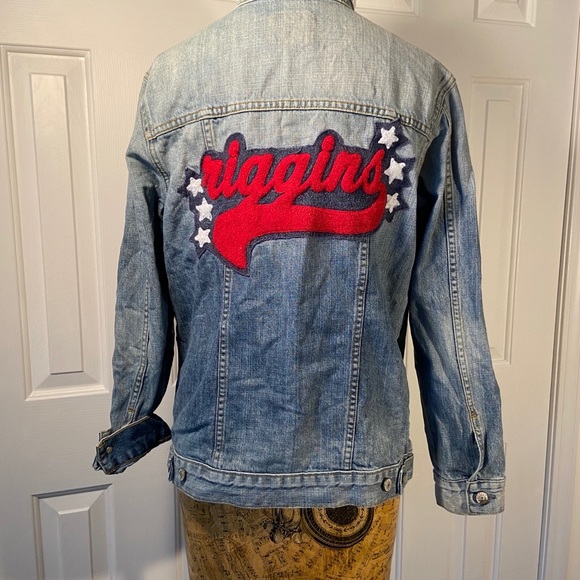 RailsCustomRigginsLettermanDistressed Denim Jacket - Picture 4 of 12